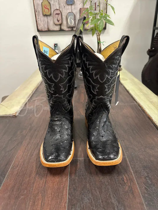 Ladies Black Ostrich - 8 EE - Boots