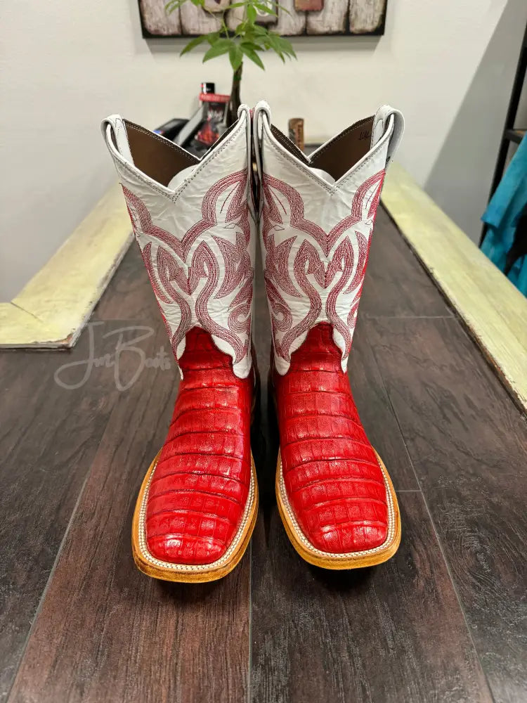 Ladies Caiman Belly- Red Size 8 - 8 EE - Cowboy boots