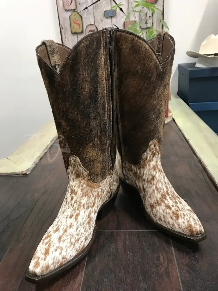 Ladies Cowhide br/wh - 8 EE - Boots