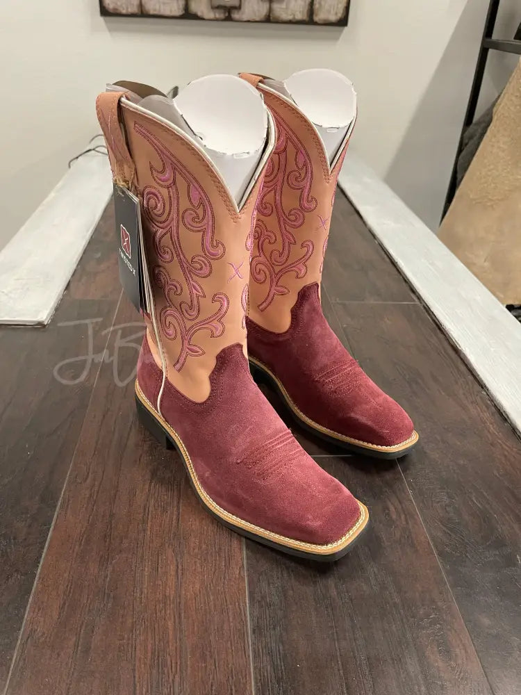 Ladies Twisted X Top hand Berry baby pink-Final Sale
