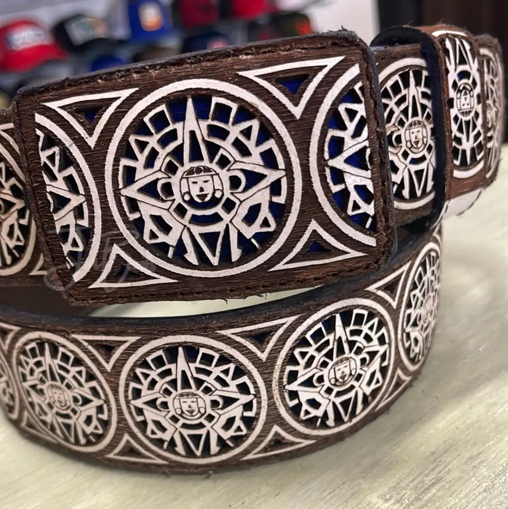 Laser Cut Belt-Aztec/Blue - 42