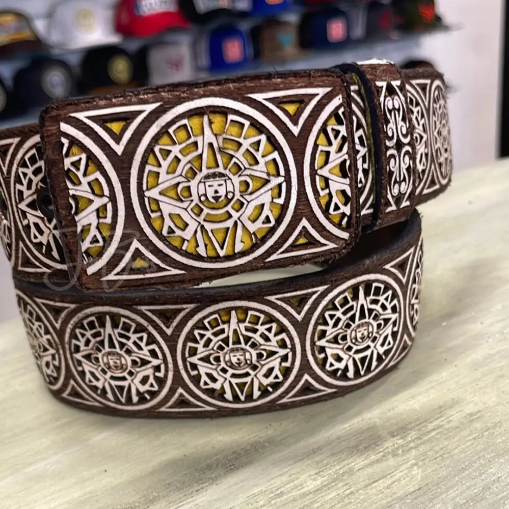 Laser Cut Belt-Aztec/Yellow - 38