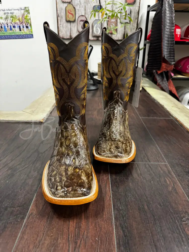 Marble Brown American Alligator Belly - 10 EE - Boots