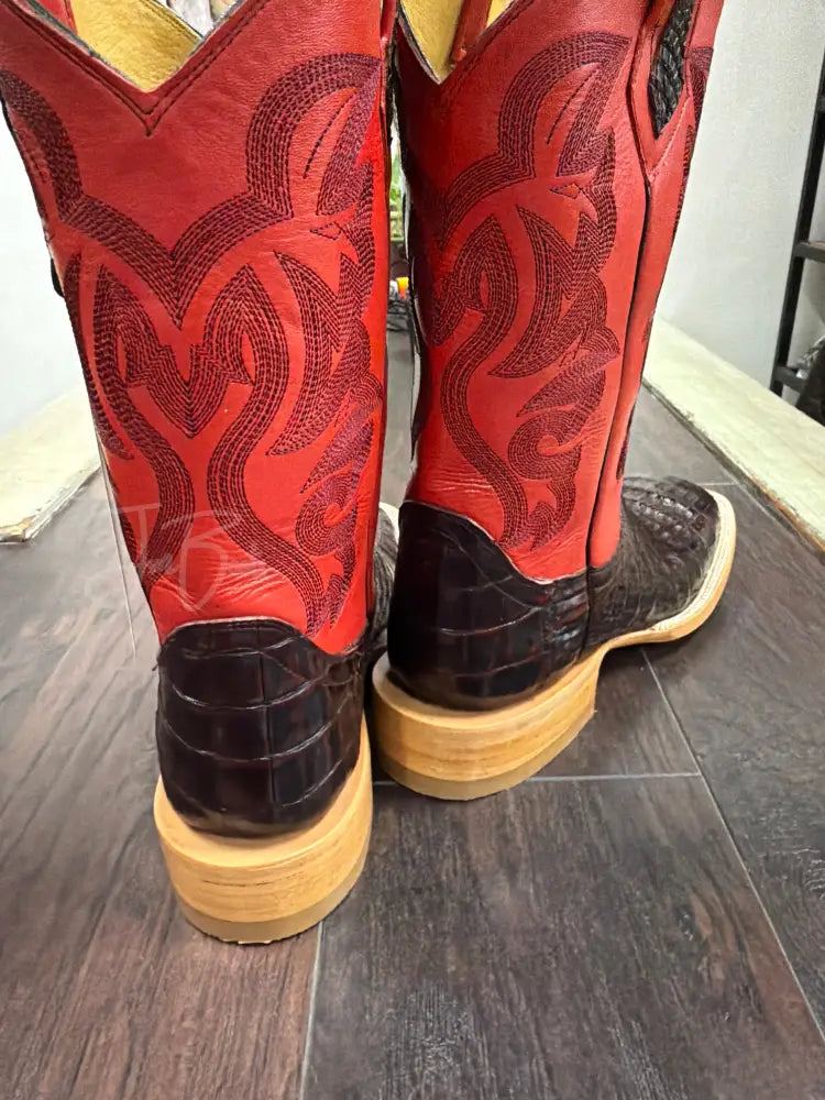 Men’s Caiman Belly in Black Cherry color Cowboy boots