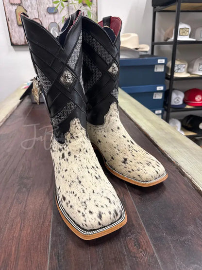 Men’s Rock’Em Cowhide bl/wh - 10 / EE - Cowboy boots