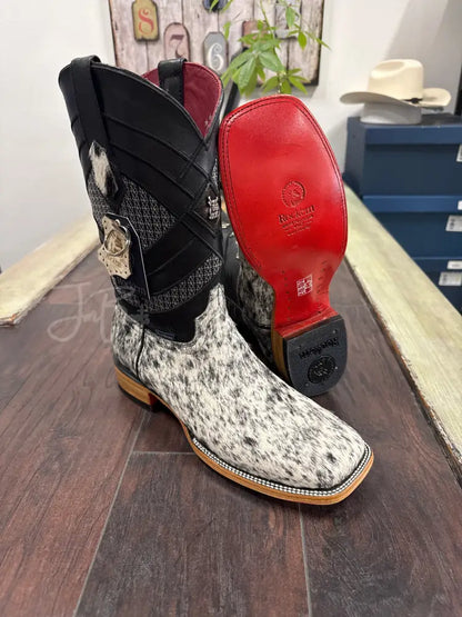 Men’s Rock’Em Cowhide bl/wh - 9.5 / EE - Cowboy boots