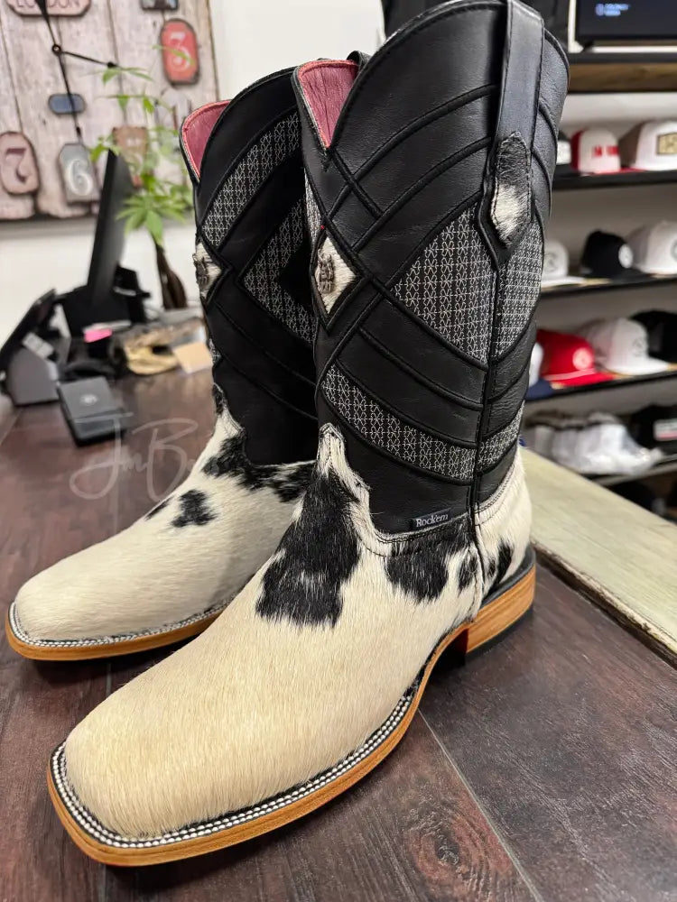 Men’s Rock’Em Cowhide bl/wh - Cowboy boots