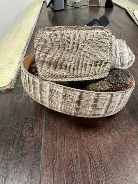 Natural Caiman Belt - Sz 40- 1 3/4 matching buckle - belt