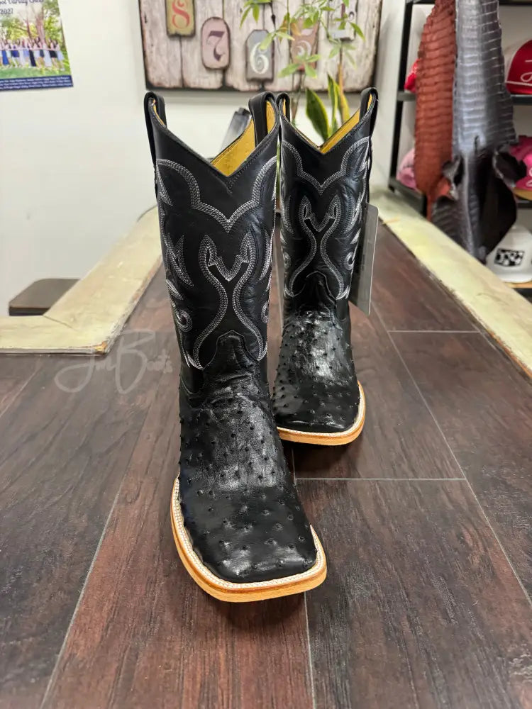 Ostrich black - 7 1/2 E - Boots