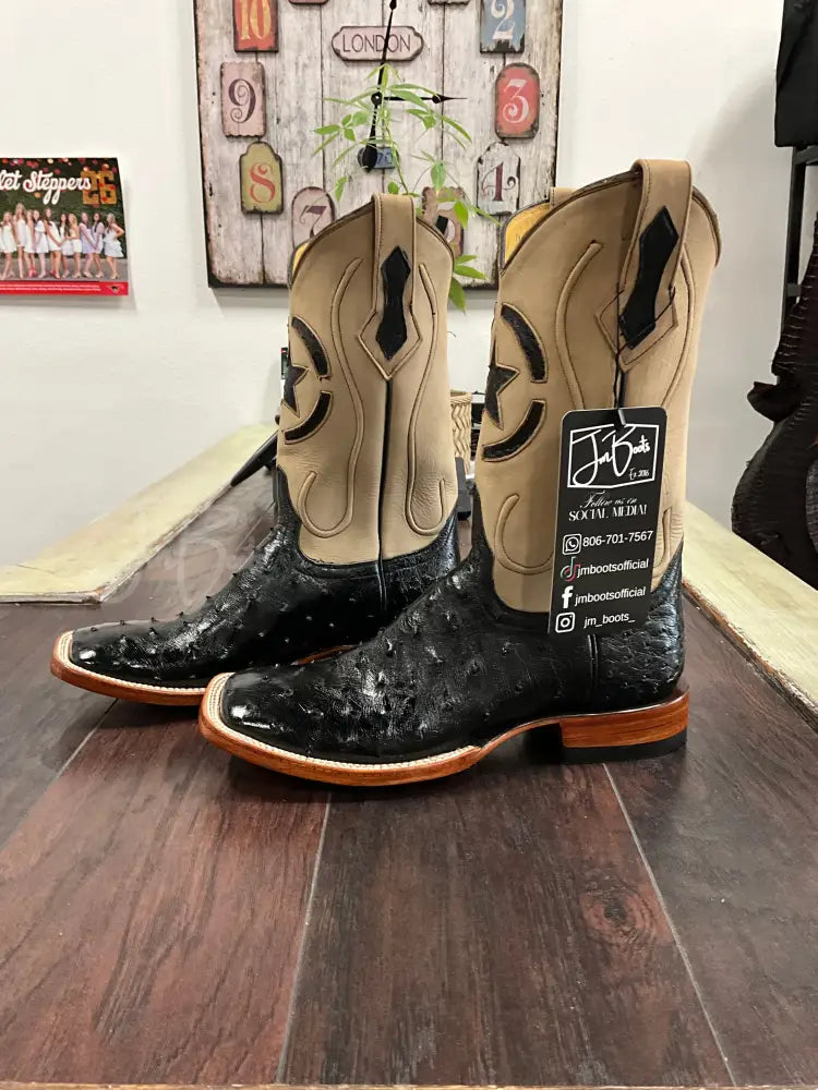 Ostrich Black Boots