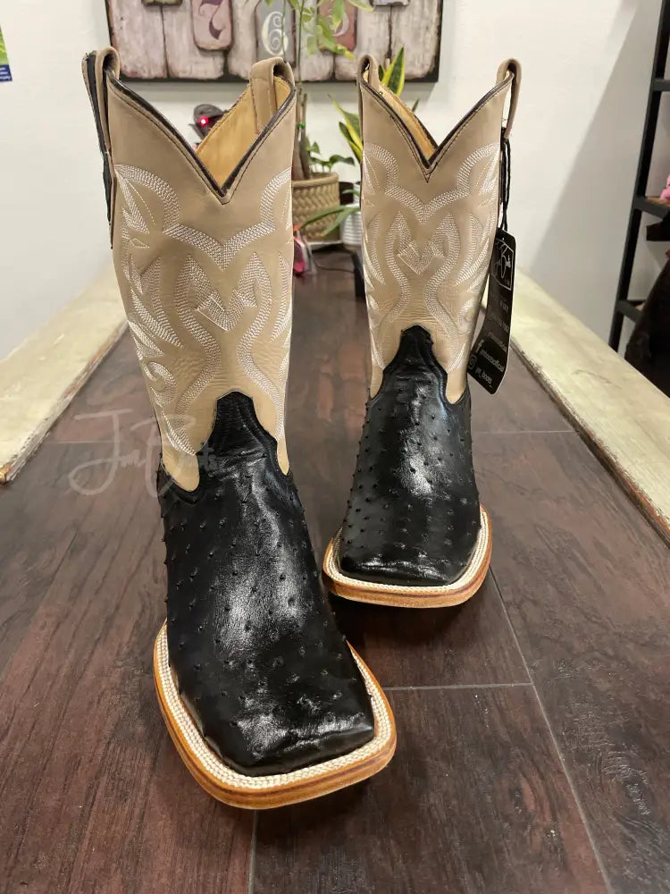 Ostrich Black Natural Sole - Boots