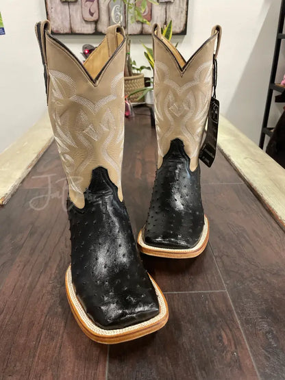 Ostrich Black Natural Sole - Boots