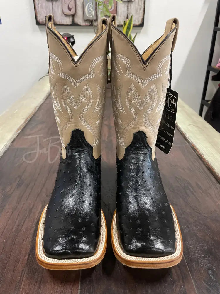 Ostrich Black Natural Sole - Boots
