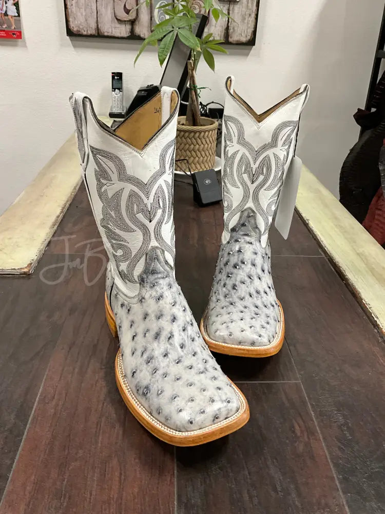 Ostrich- White Bruciato Boots