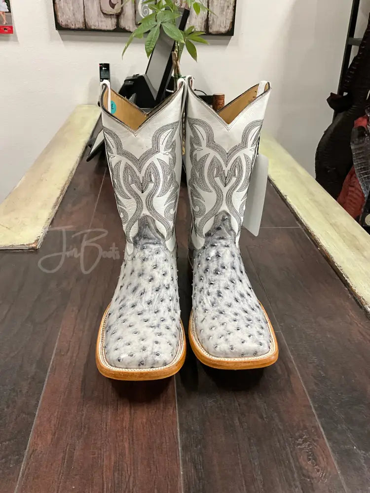 Ostrich- White Bruciato Boots