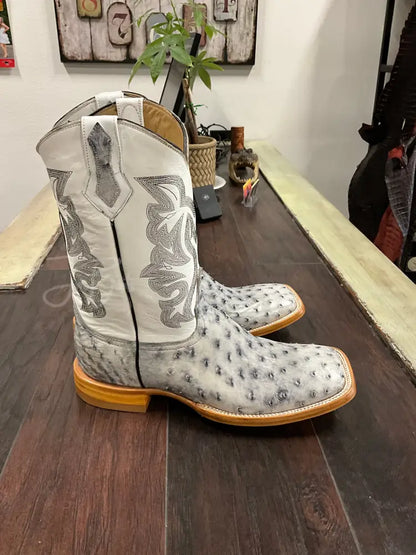 Ostrich- White Bruciato Boots