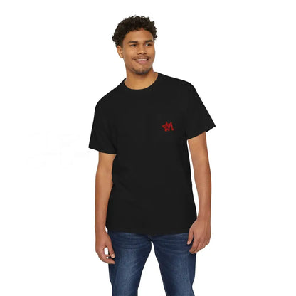 Pocket Tee — AM Red/Black Logo T-Shirt