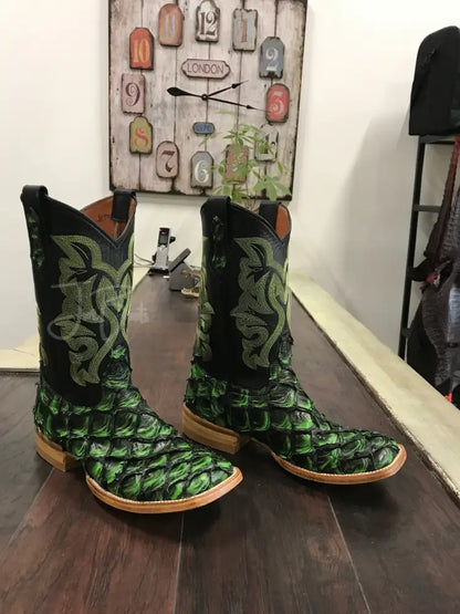 PRR- Black and Green - 8 1/2 EE - Boots