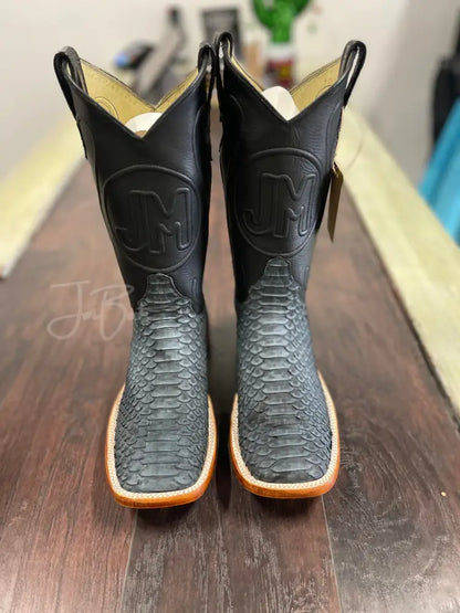 Gray Python Boots Python - Blue Gray double stitch – JM Boots