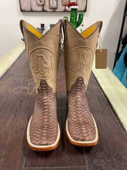 Python-Rustic Brown Double stitched - 7 D - Boots