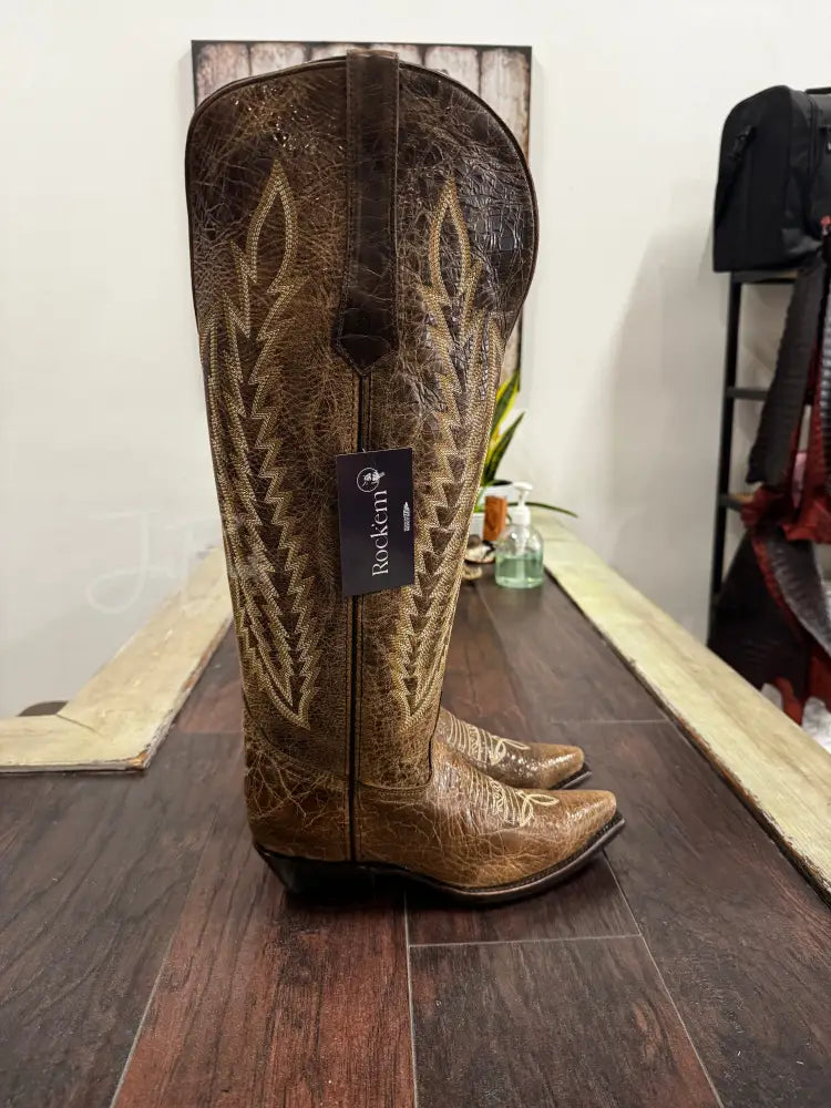Rock’Em Gia tall Wide Calf Rustic Brown - Cowboy boots