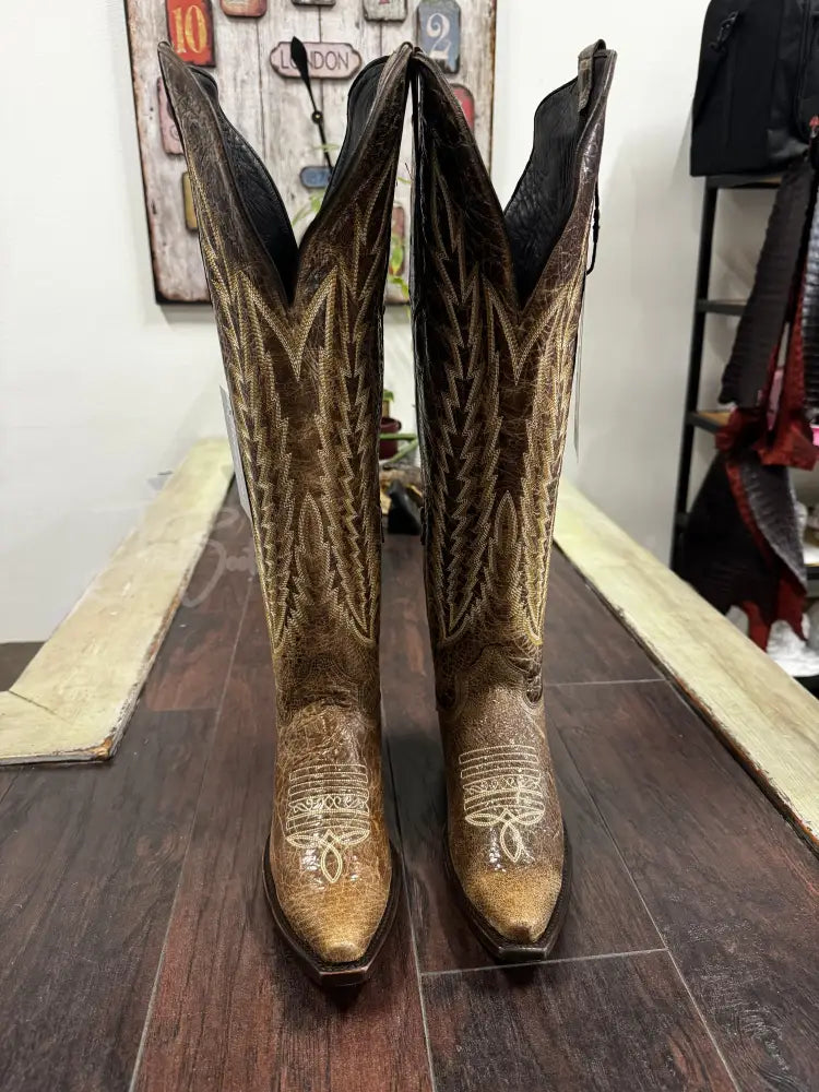 Rock’Em Gia tall Wide Calf Rustic Brown - Cowboy boots