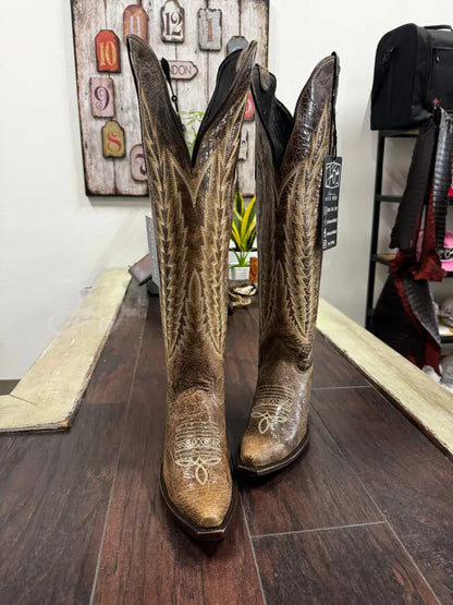 Rock’Em Gia tall Wide Calf Rustic Brown - Cowboy boots