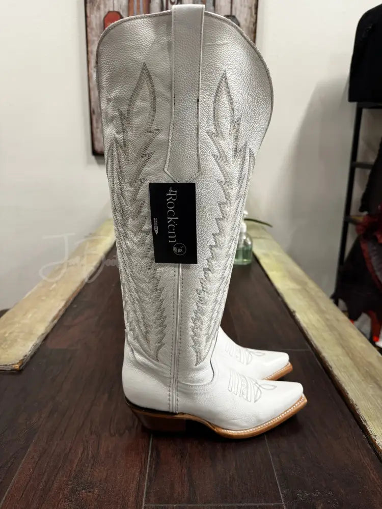 Rock’Em Gia tall Wide Calf White - Cowboy boots