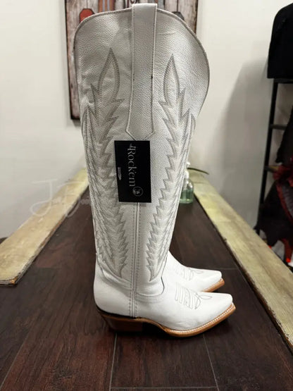Rock’Em Gia tall Wide Calf White - Cowboy boots