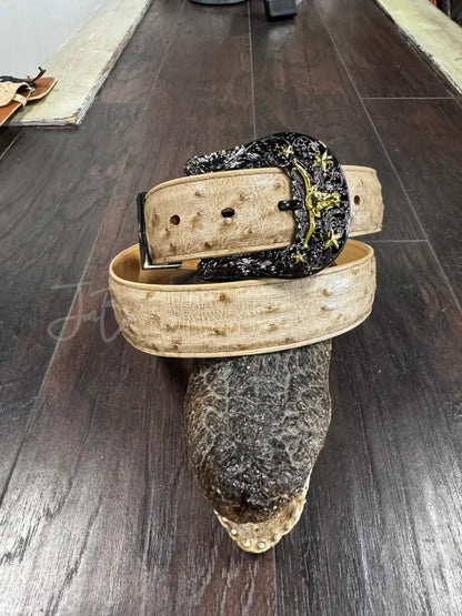 Tan Vintage Ostrich belt