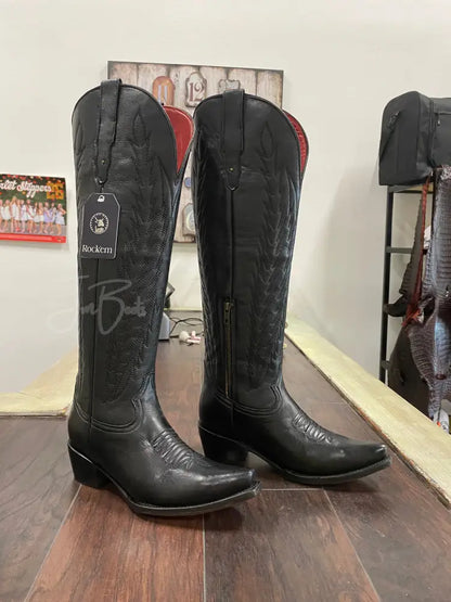 Valentina Tall Snip Toe~ Black - 7 - Cowboy boots