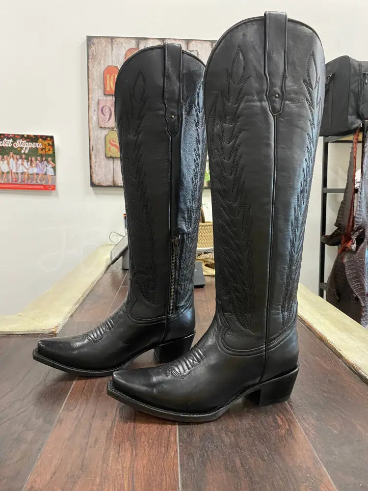 Valentina Tall Snip Toe~ Black - 7 - Cowboy boots