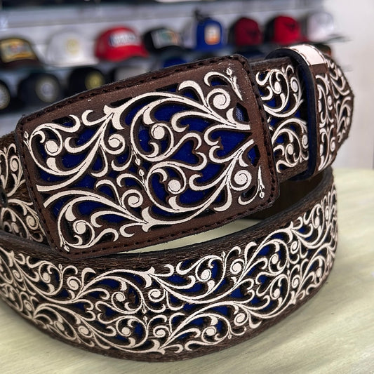 Laser Cut Belt-Vines/Blue